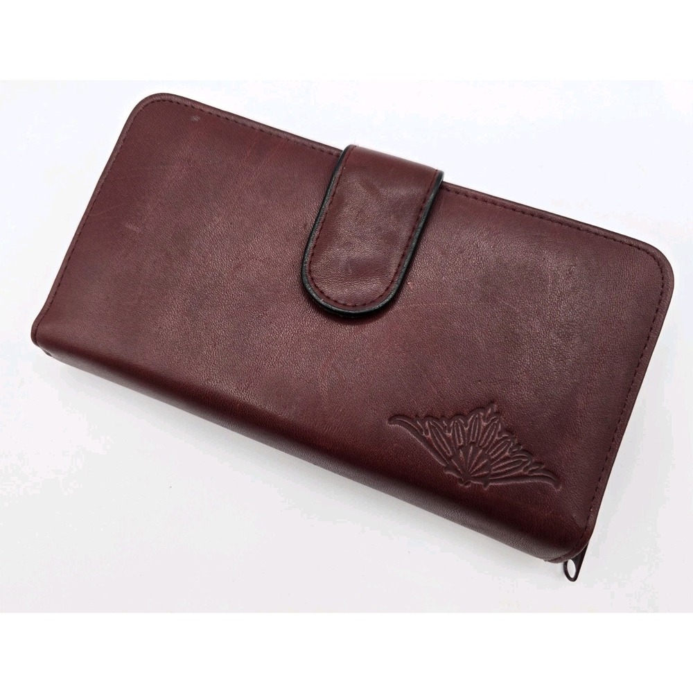 80s Buxton Wallet Card Organizer Clutch Wristlet - Velvet Cowhide Leather - Rose